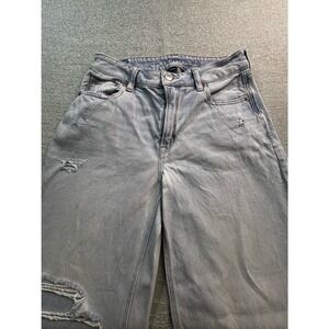 American Eagle Strigid Light Wash Distressed Wide Leg Jeans Women Size 27
